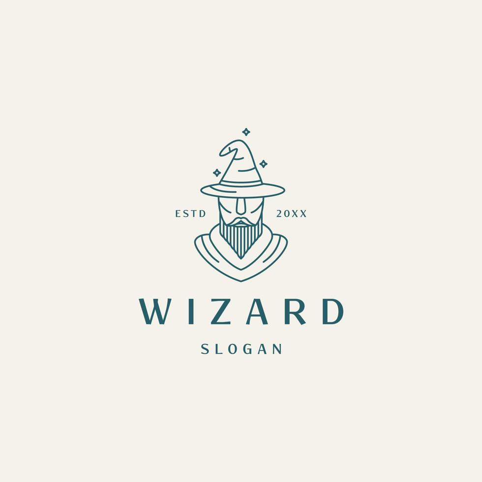wizard mono linje logotyp ikon designmall vektorillustration vektor
