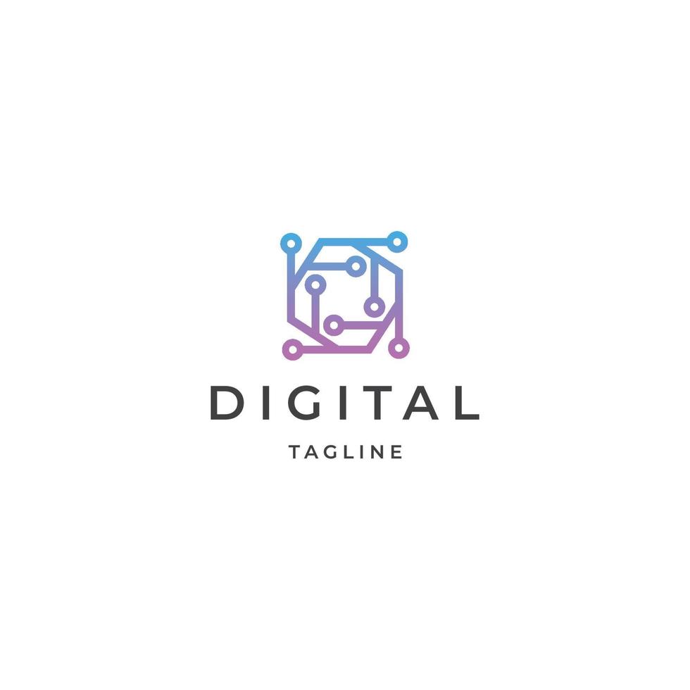 kretskort data tech logotyp ikon designmall platt vektor