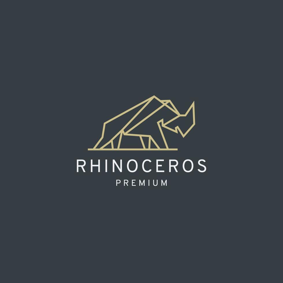 elegante rhino mono line polygonal logo icon design template flache vektorillustration vektor