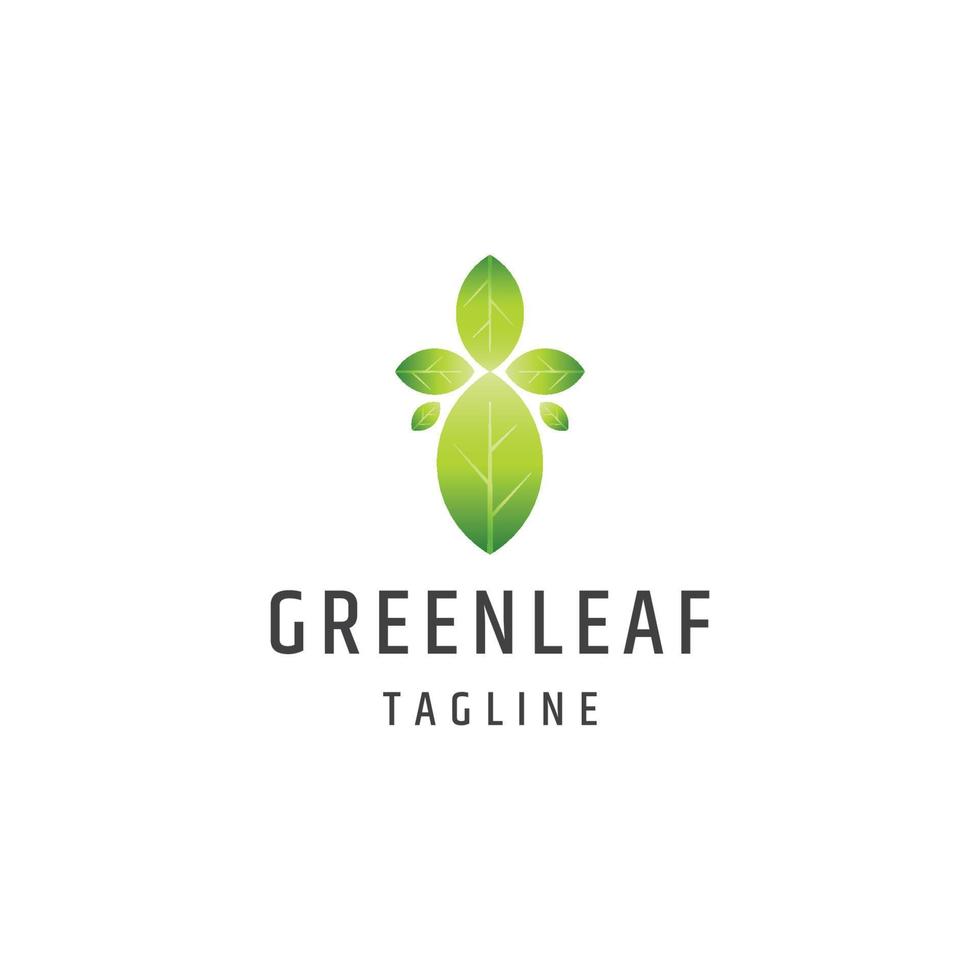 grönt blad gradient natur logotyp ikon designmall platt vektor