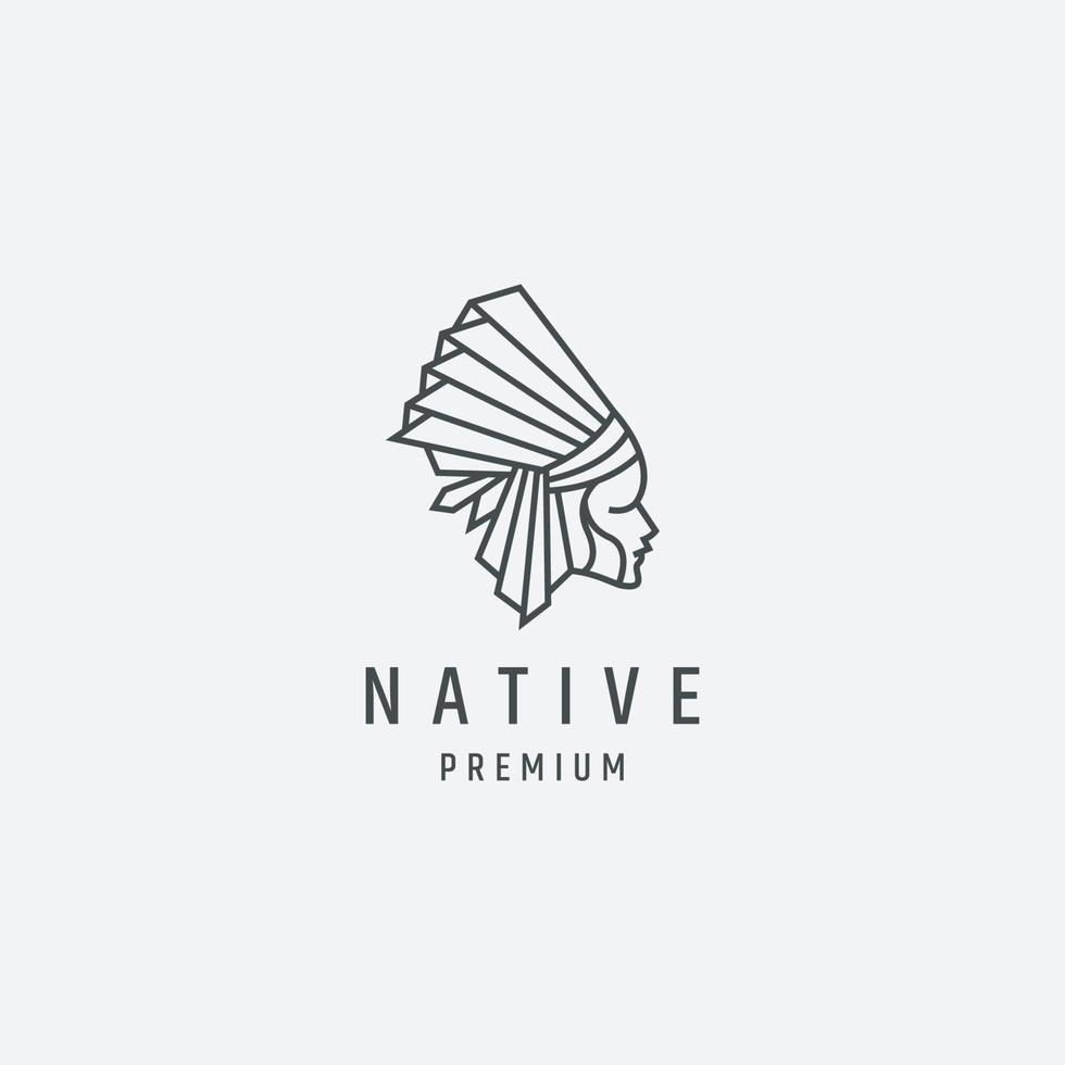 indianisches natives Logo-Icon-Design Mono-Line-Vektor-Illustration vektor