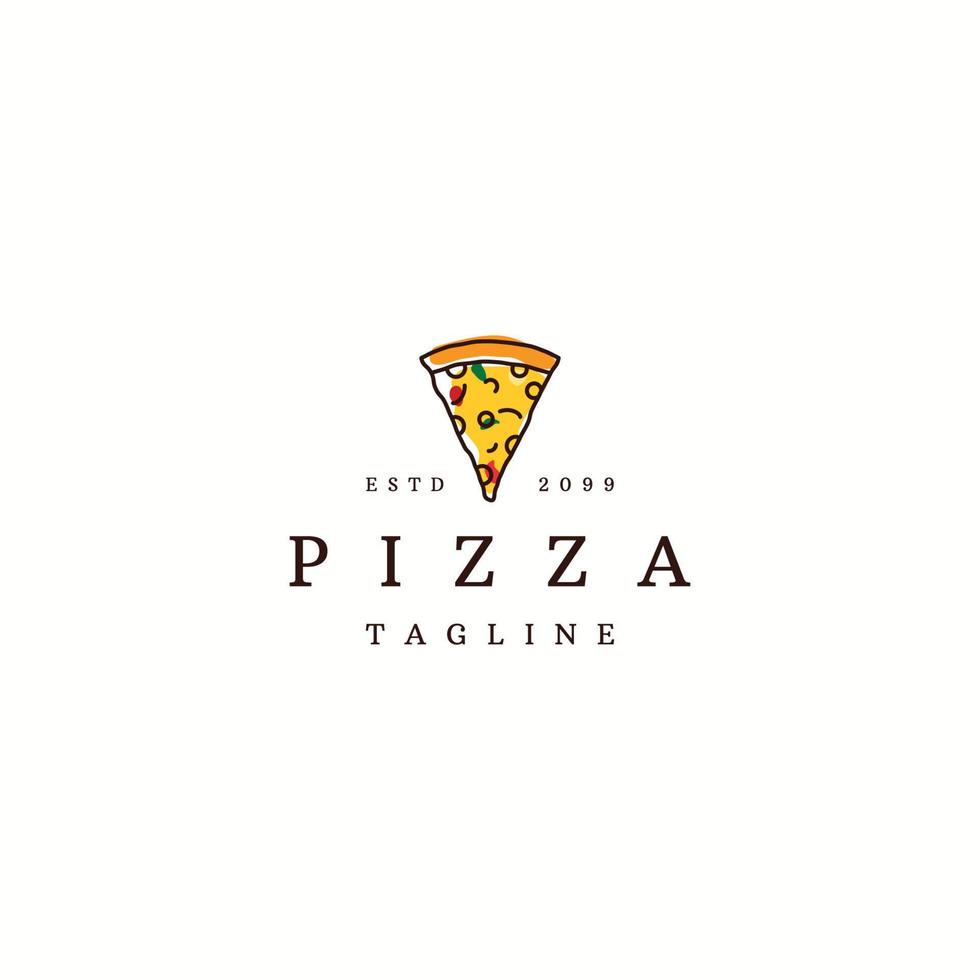 Pizza-Logo-Icon-Design-Vorlage flacher Vektor