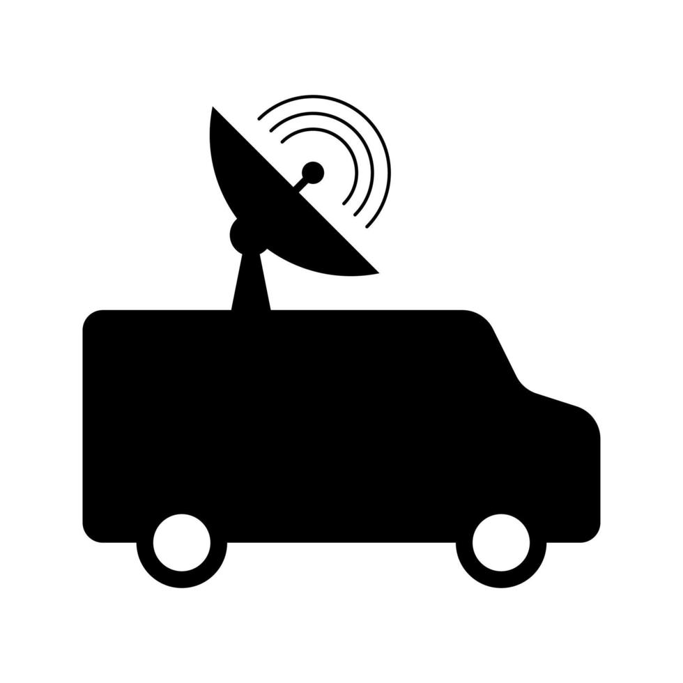 TV-Nachrichtenauto-Vektorsymbol isoliert auf weißem Hintergrund vektor