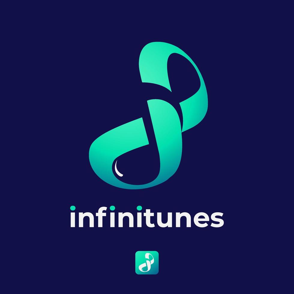 infinity musik logotyp med negativt utrymme koncept vektor