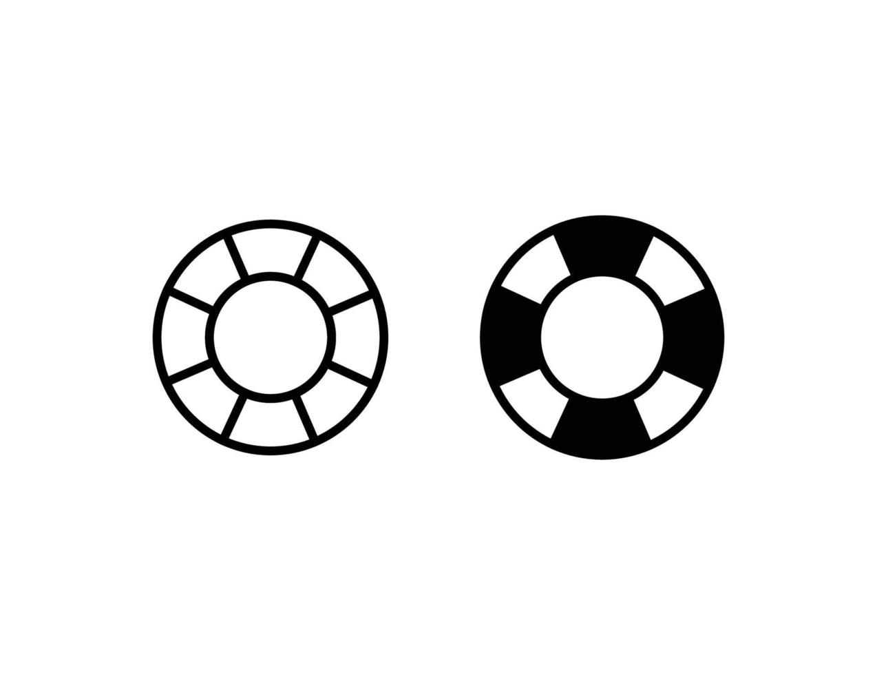 Rettungsring-Symbol. Umrisssymbol und solides Symbol vektor