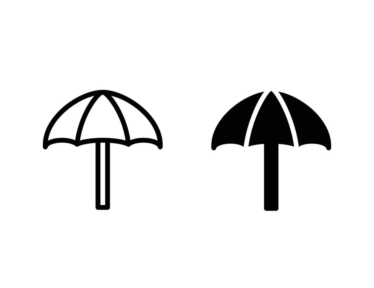 Regenschirm-Symbole. Umrisssymbol und solides Symbol vektor