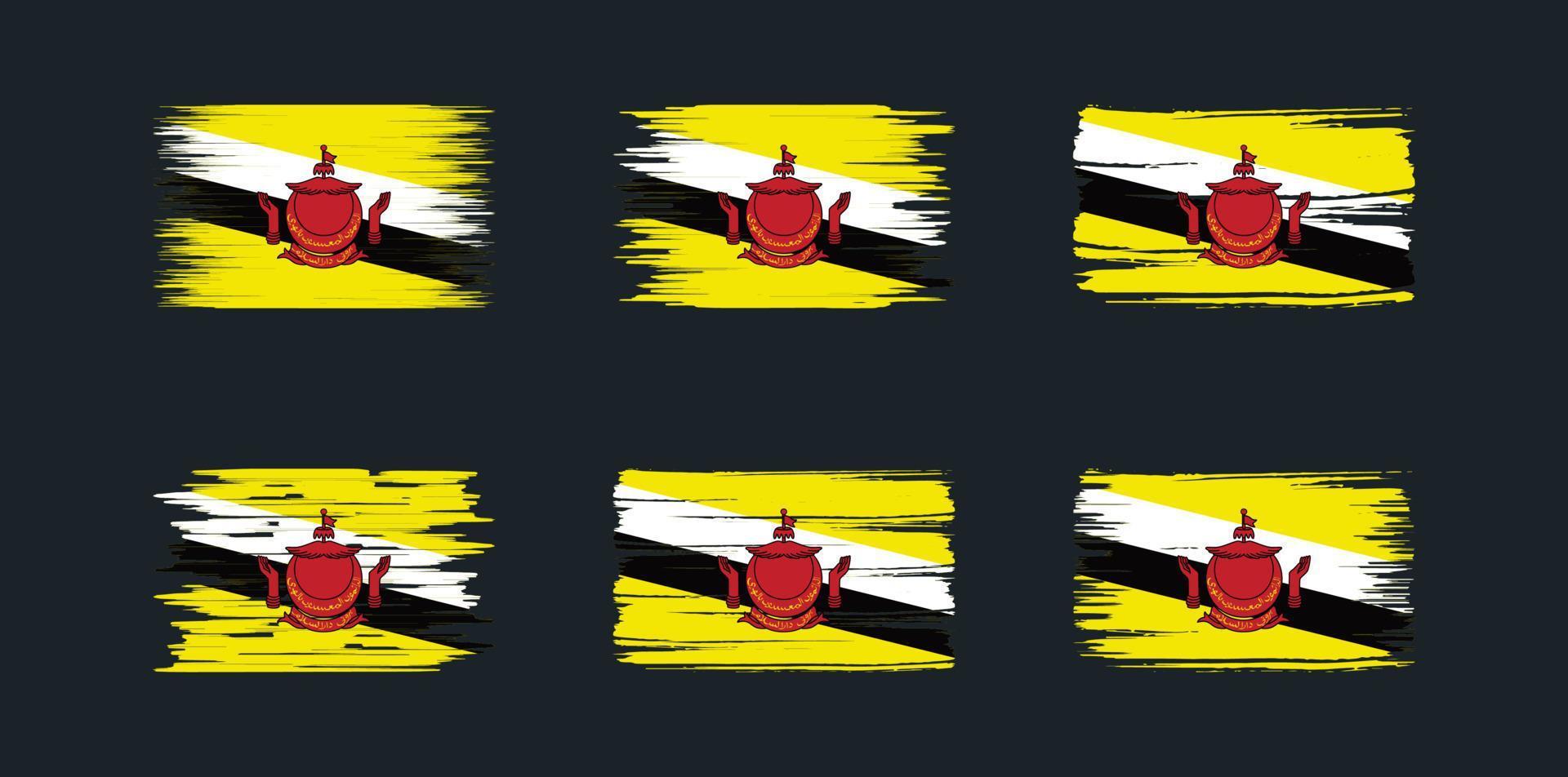 brunei flag pinselsammlung. Nationalflagge vektor