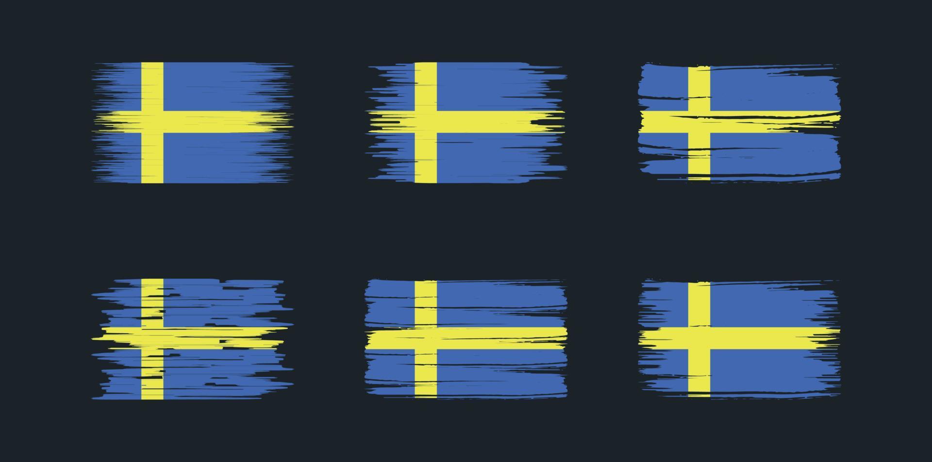 samling av borstar för sverigeflagga. National flagga vektor