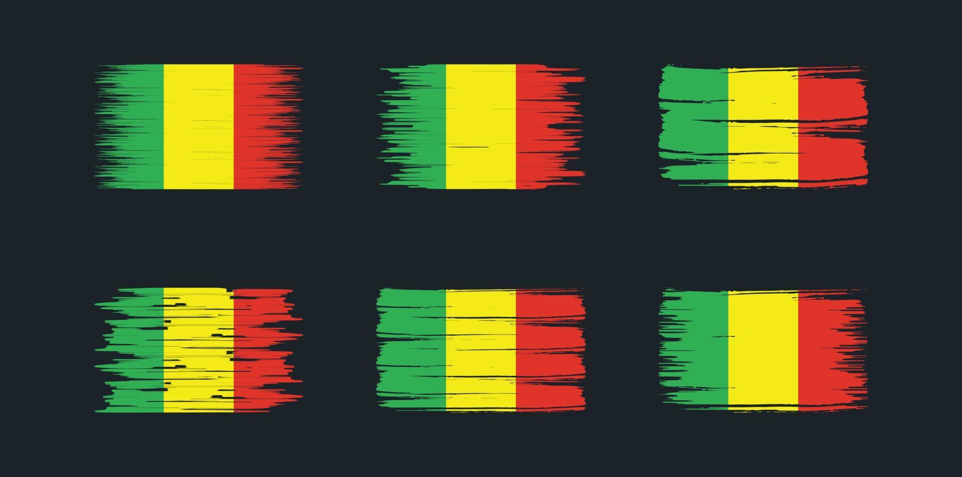 mali flagga borste samling. National flagga vektor