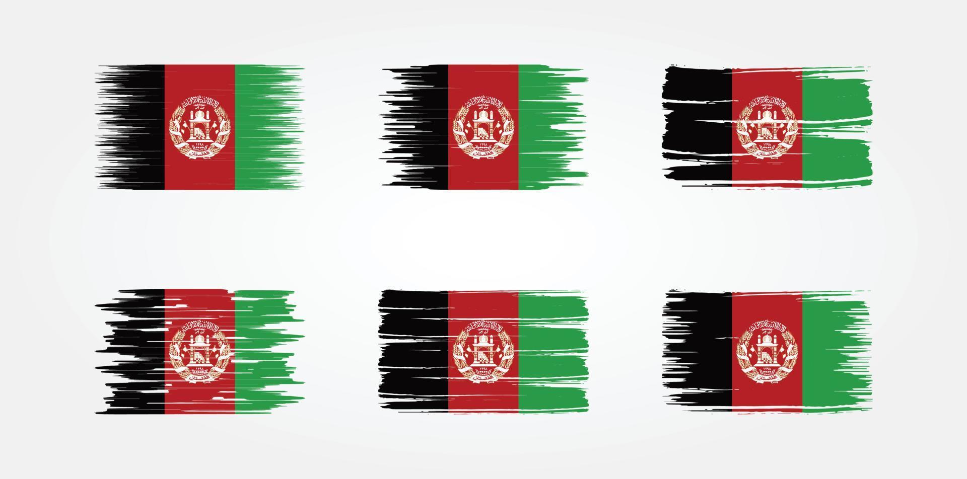 afghanistan flag pinselsammlung. Nationalflagge vektor