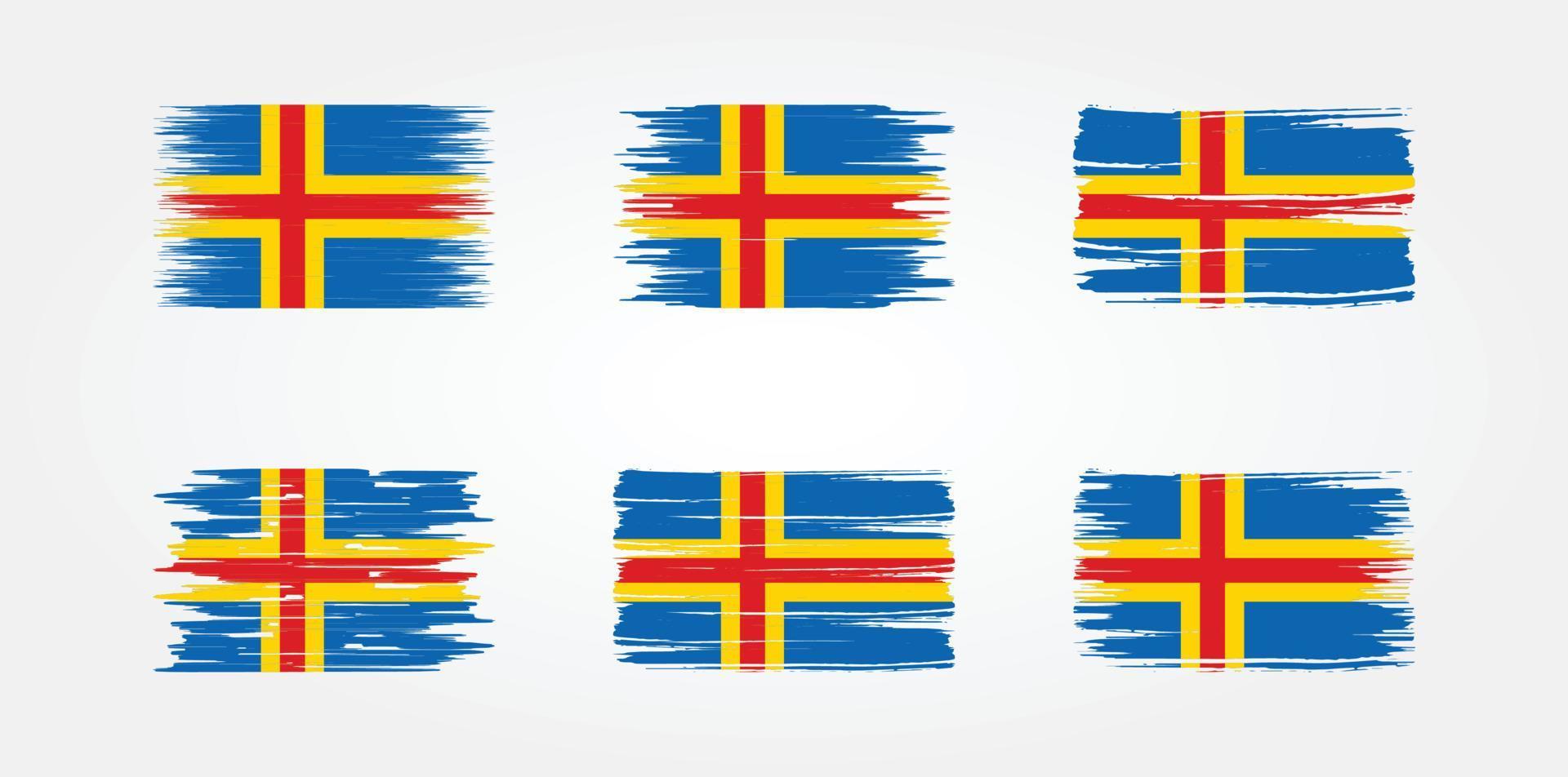 ålandsöarna flaggsamling. National flagga vektor