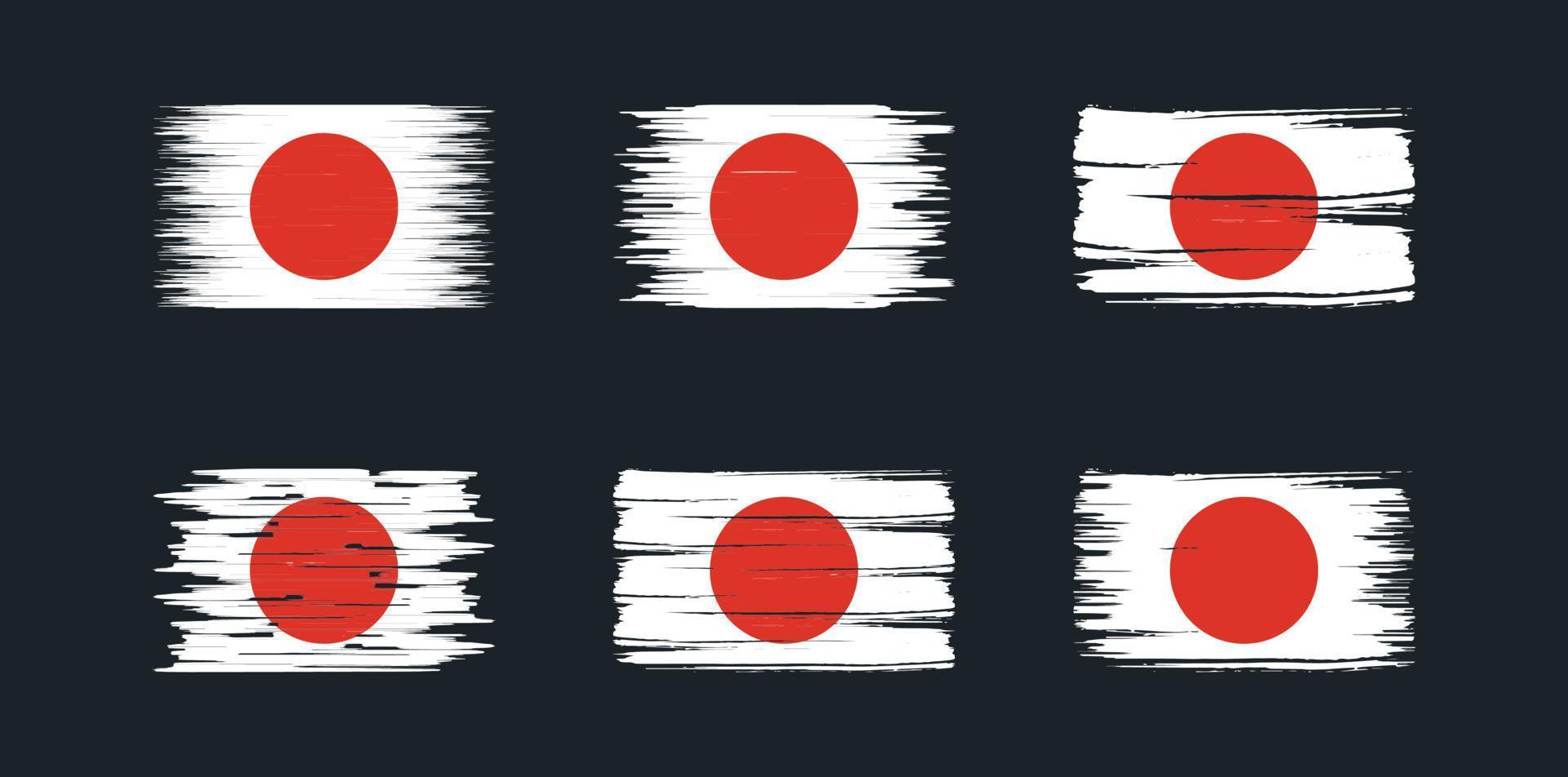 samling av borstar för japansk flagg. National flagga vektor
