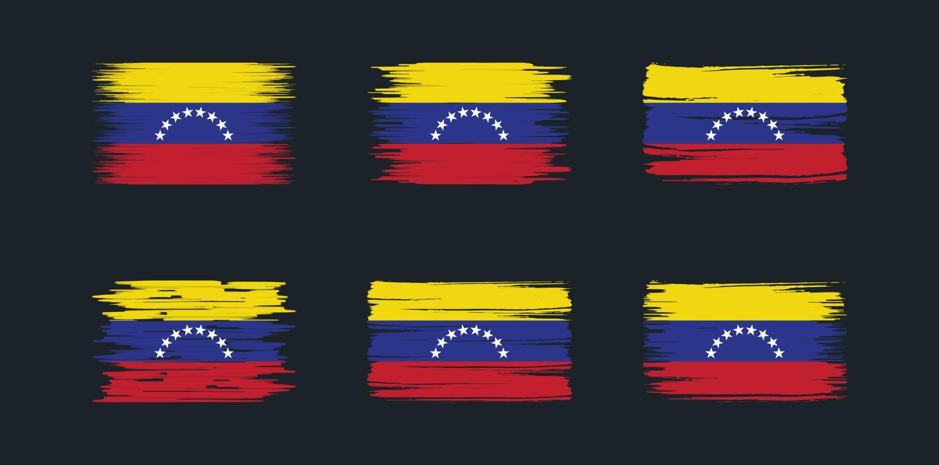 Venezuelas flagga borstsamling. National flagga vektor