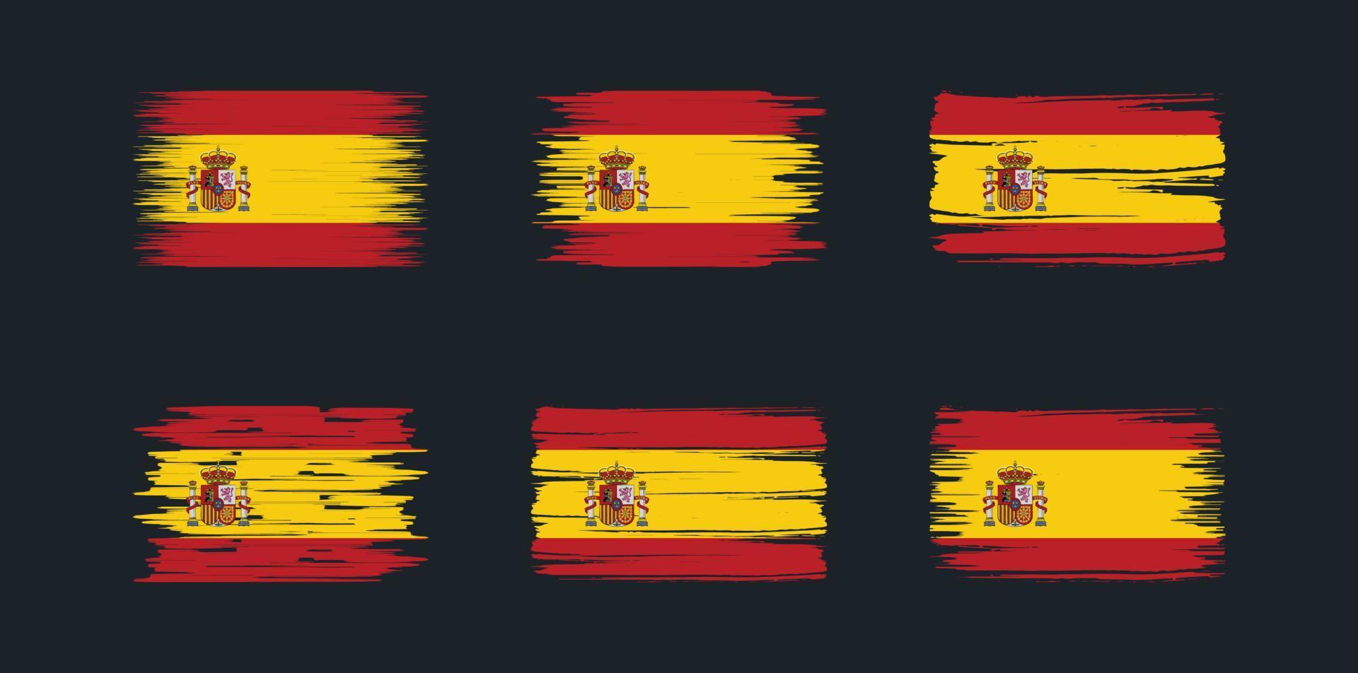 spanien flagge pinselsammlung. Nationalflagge vektor