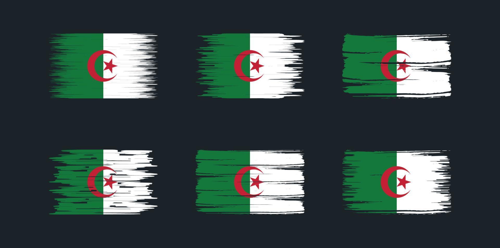 Bürstensammlung mit algerischer Flagge. Nationalflagge vektor