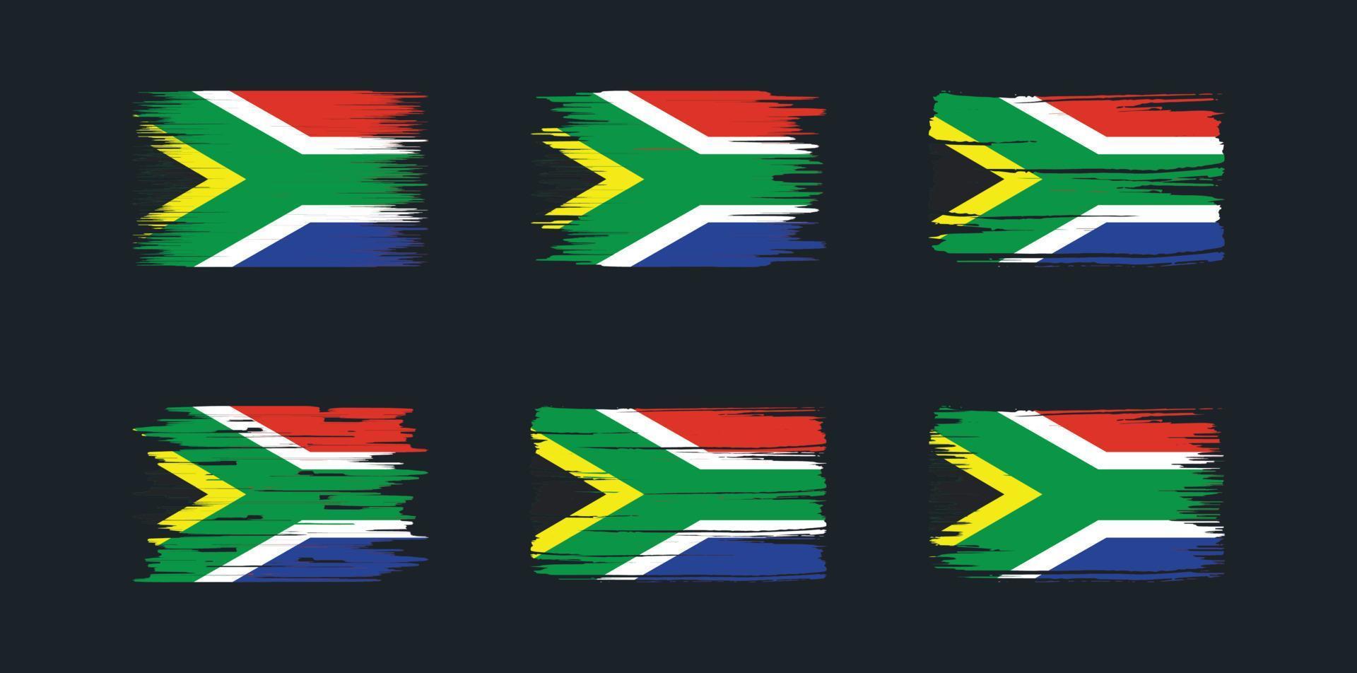 samling av borstar för sydafrikas flagga. National flagga vektor