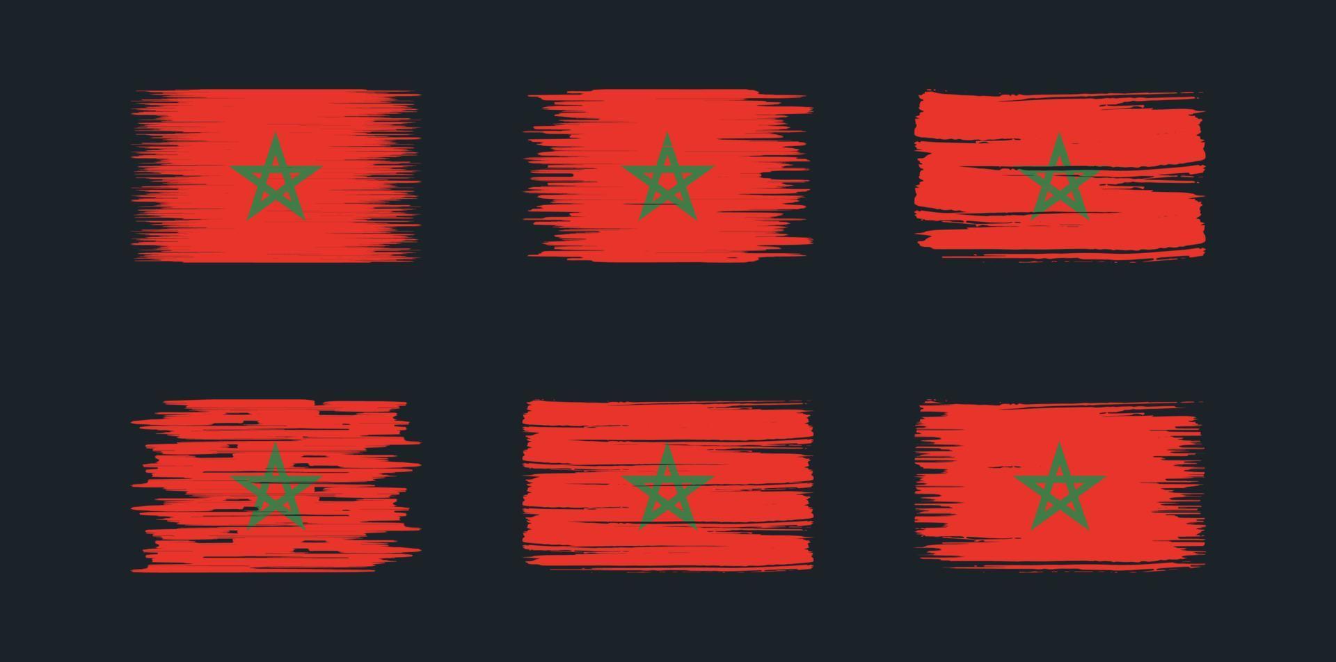 Marocko flagga borste samling. National flagga vektor