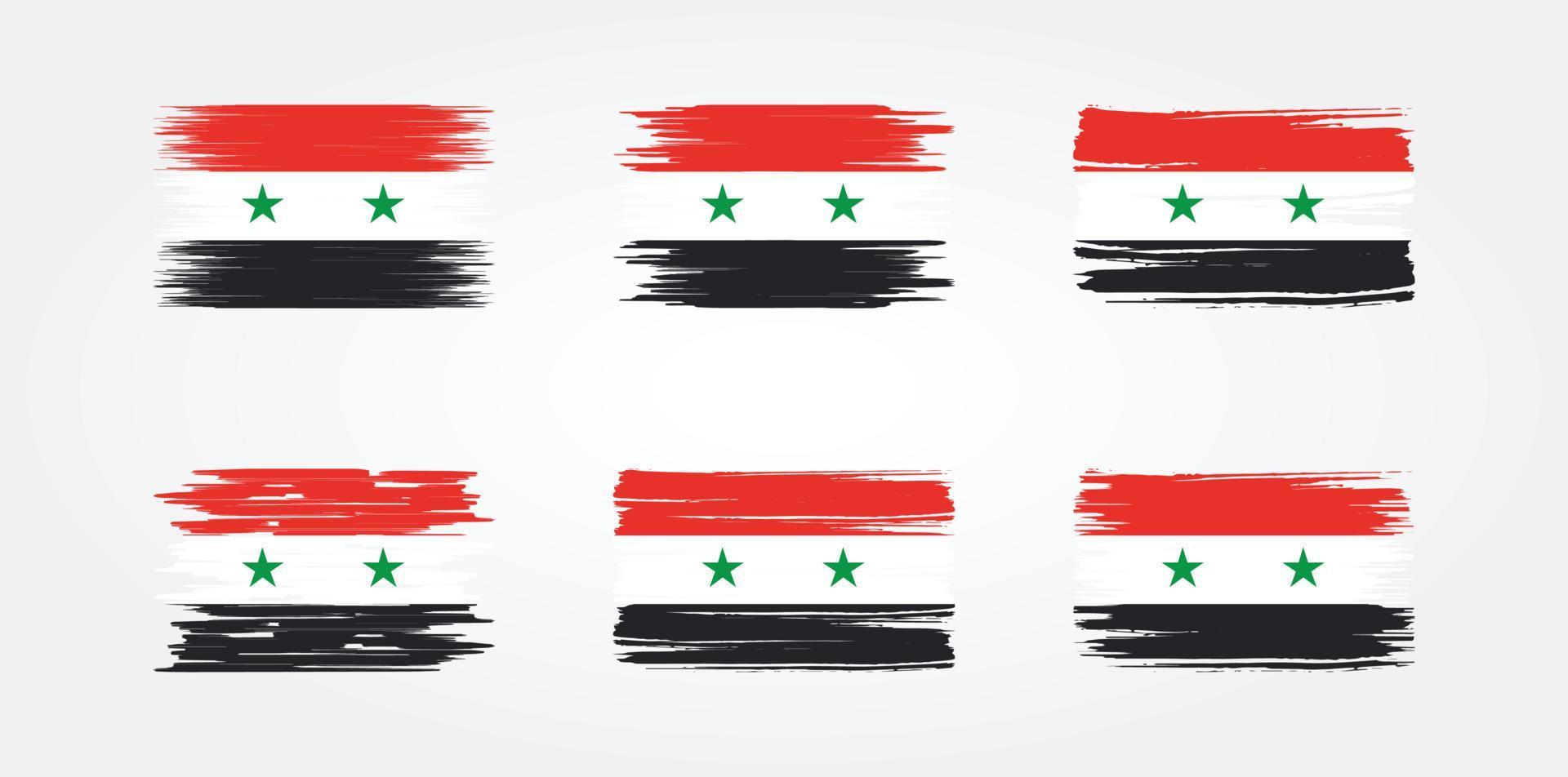 syrische flaggenbürstensammlung. Nationalflagge vektor