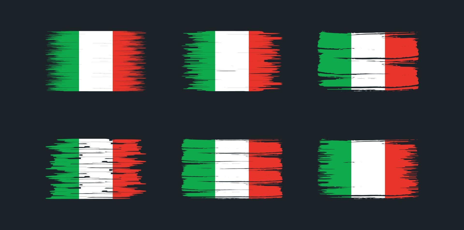 Italiens flagga borste samling. National flagga vektor