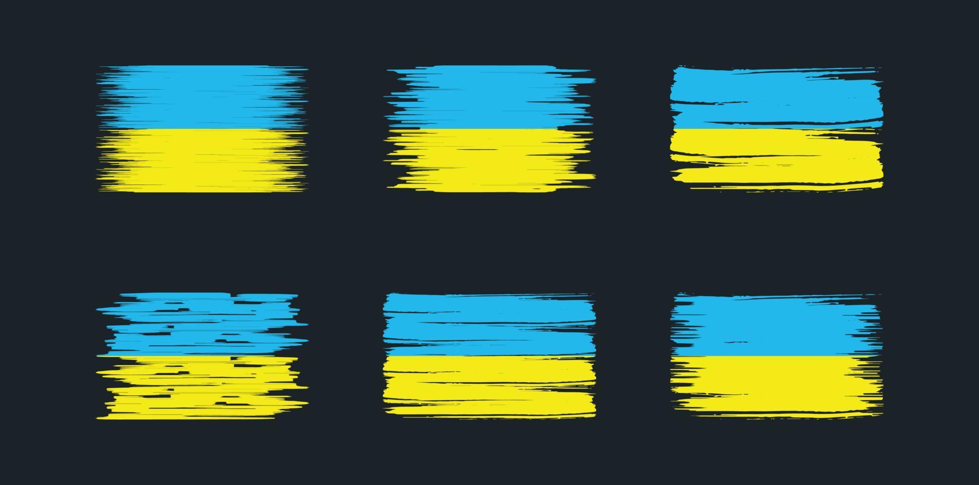 Bürstensammlung der ukrainischen Flagge. Nationalflagge vektor