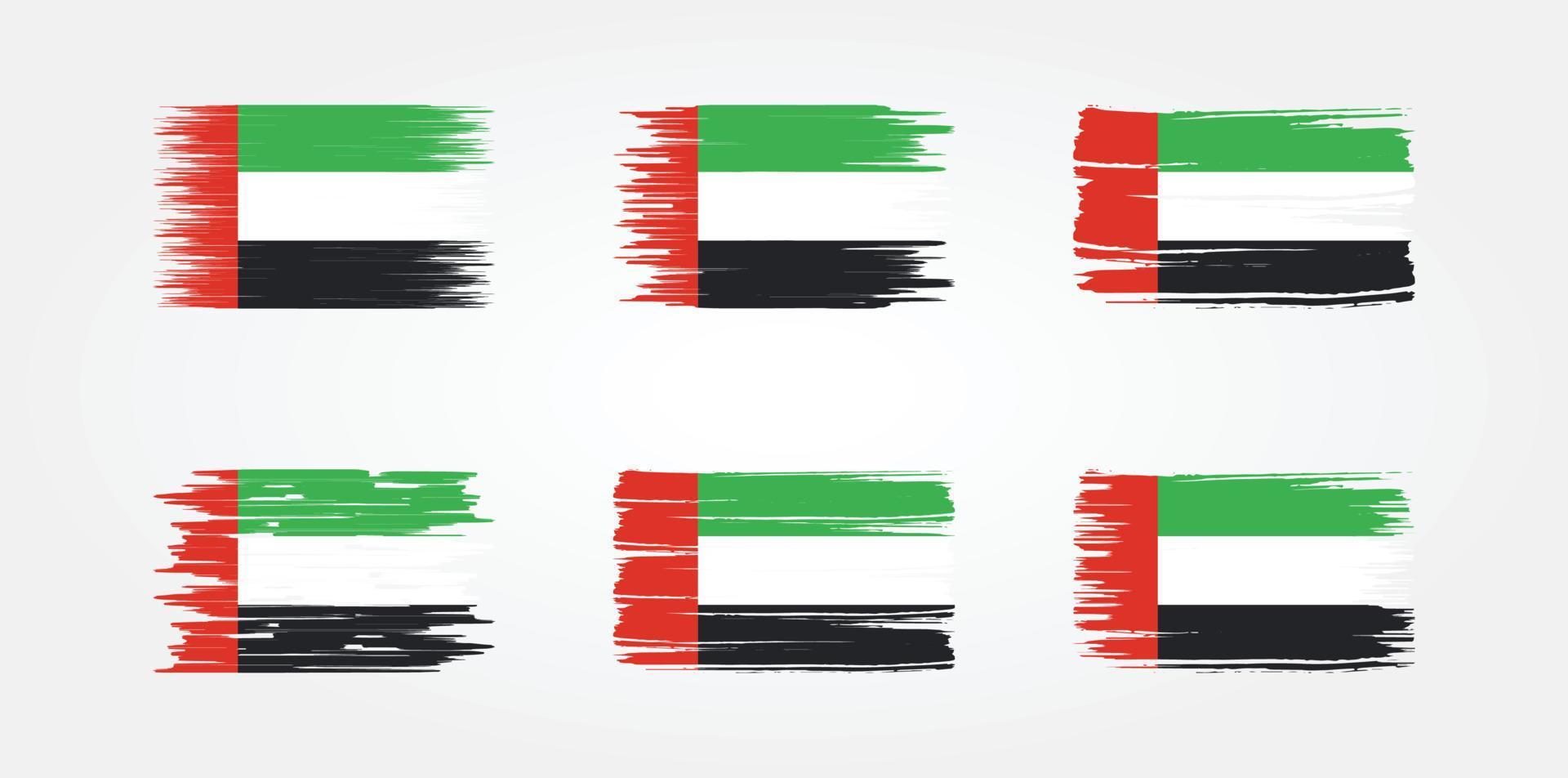 Bürstensammlung der Flagge der Vereinigten Arabischen Emirate. Nationalflagge vektor