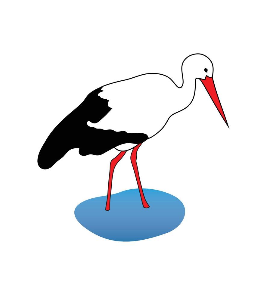 stork på jakt efter lunch vektor