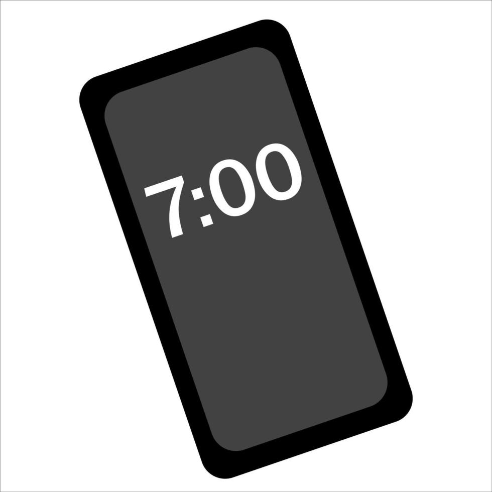 minimalistische vektorillustration des smartphone-telefons mit der zeit 7.00 morgens vektor