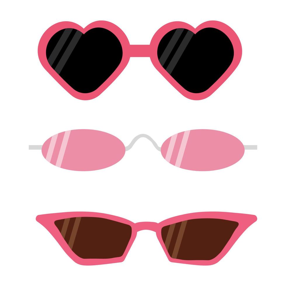 eine rosa gerahmte Sonnenbrille mit schwarzen und dunklen Gläsern. vektorillustration im flachen stil vektor