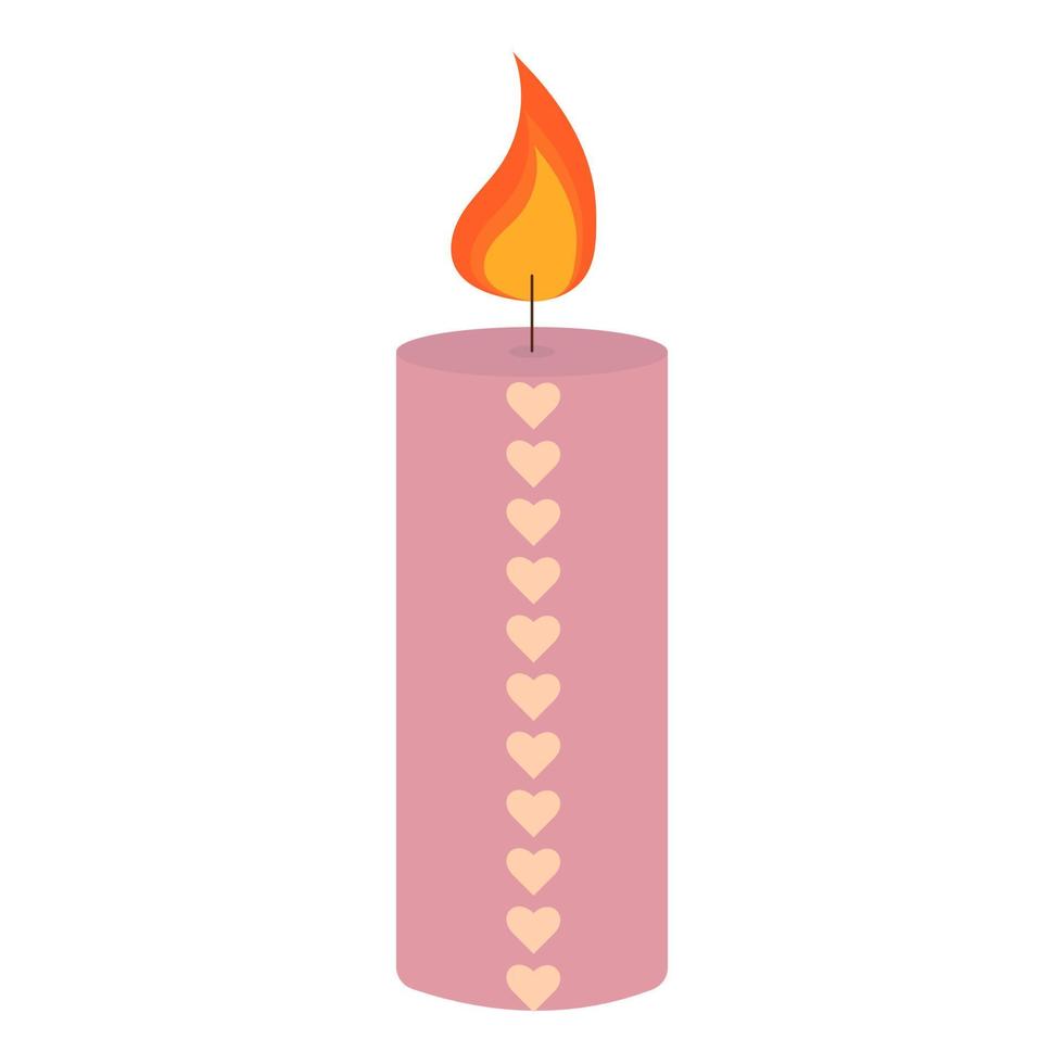 Vektor-Illustration einer niedlichen rosa Kerze mit Herzen. Dekoration für Zuhause und Komfort. vektor