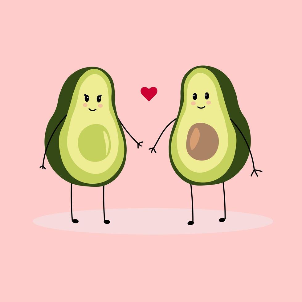 vektorillustration von niedlichen avocado-charakteren in der liebe. vektor