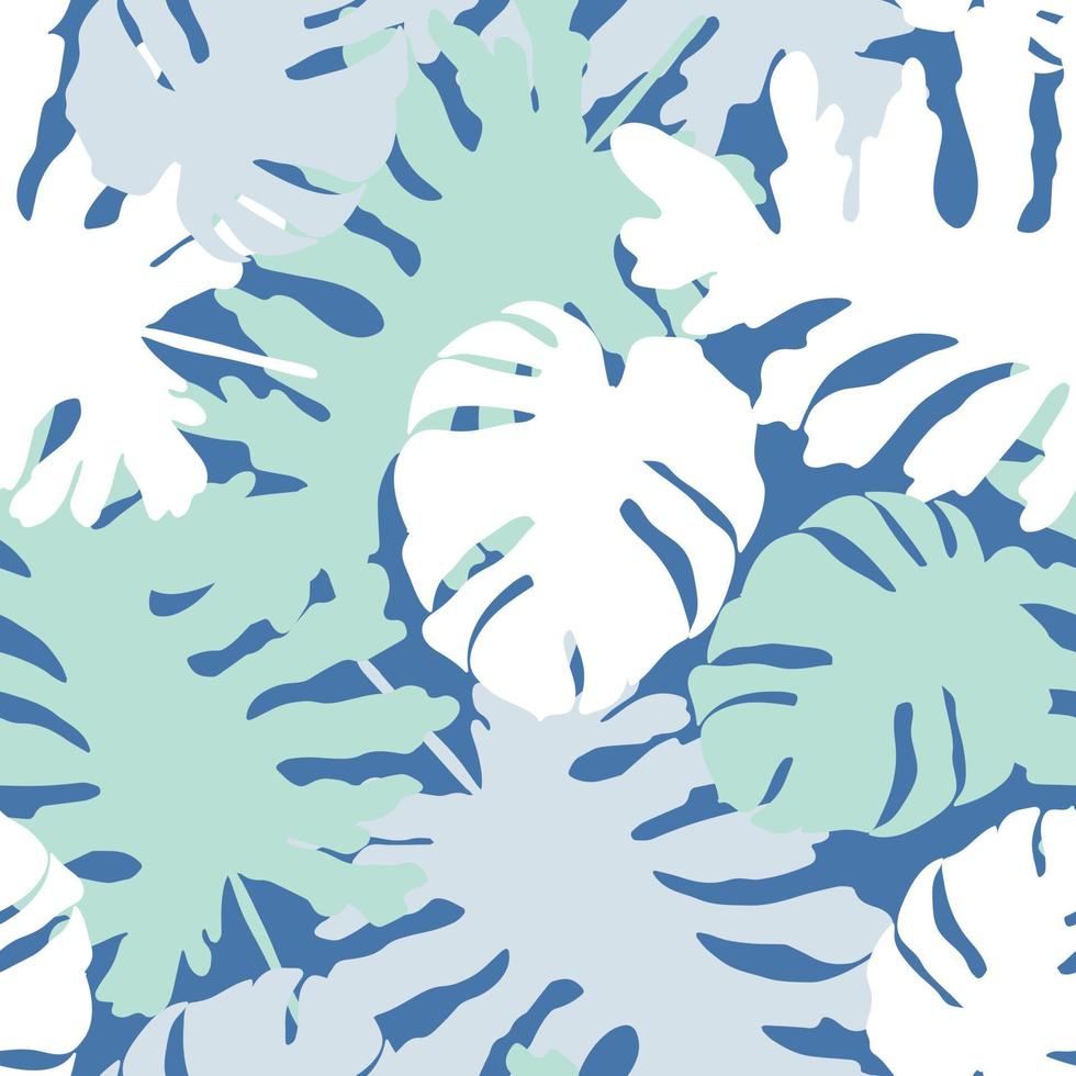 vackra tropiska monstera lämnar sömlös mönsterdesign. tropiska löv natur bakgrund. trendig brasiliansk illustration. vår- och sommardesign för textil, tryck, omslagspapper. vektor