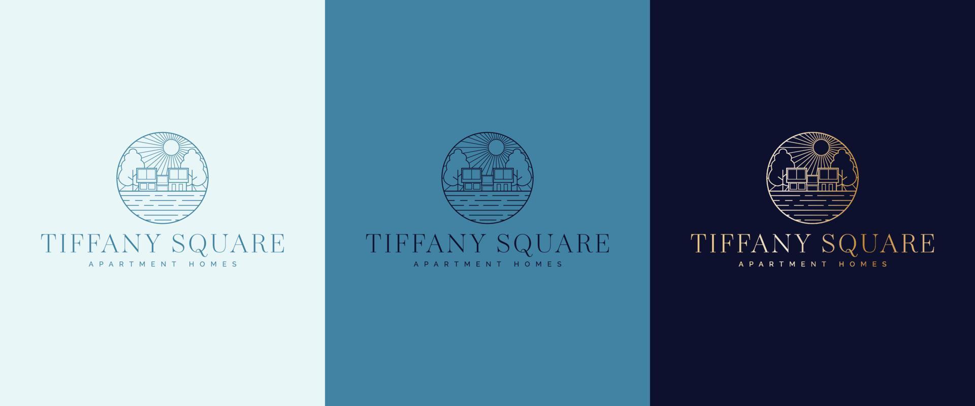 vektor logotyp mall för fastighetsaffärer - abstrakt sommar och semester ikon och emblem för semesteruthyrning, resetjänster, tropiska spa och lägenheter. tiffany square logotypdesign