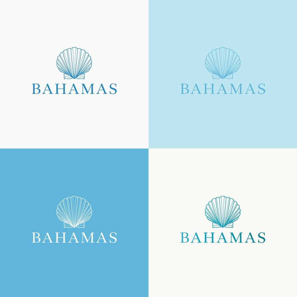 Vektor-Logo-Vorlage mit Muschel - abstraktes Sommer- und Urlaubssymbol und Emblem für Ferienwohnungen, Reisedienste, tropische Spas und Schönheitsstudios. Bahamas-Resort- und Spa-Logo-Design vektor