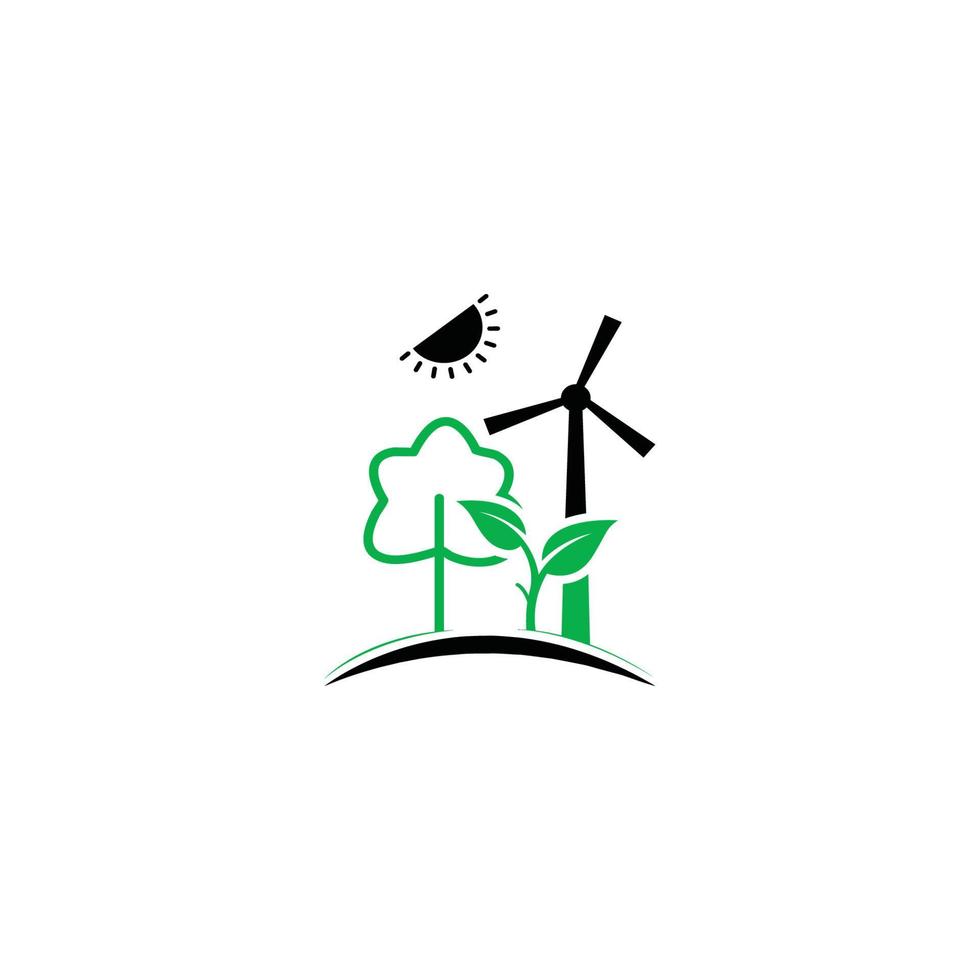 Symbol für grüne Ökologie-Turbinenenergie vektor