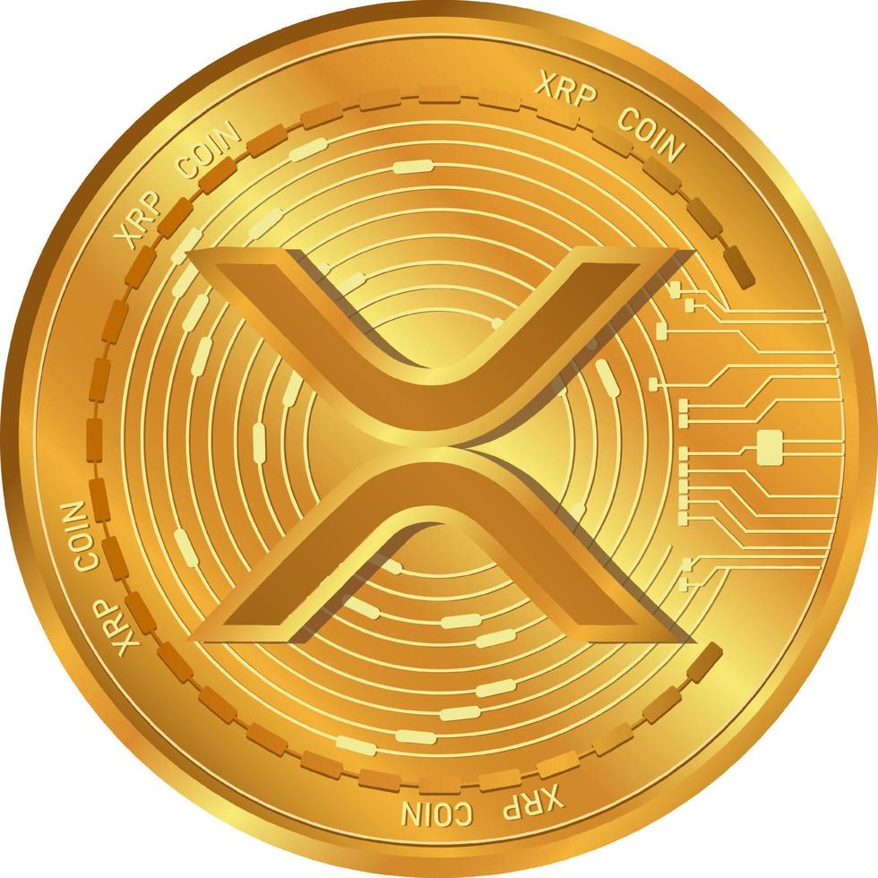 xrp coin kryptovaluta coins.xrp coin logo gold coin.decentralized digital money concept. vektor