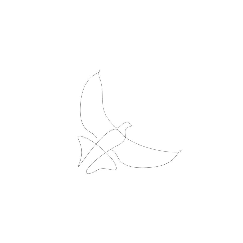 flygande fågel kontinuerlig linjeteckning vektor