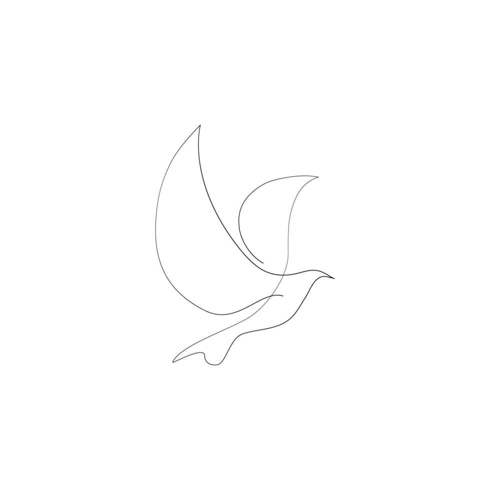 flygande fågel kontinuerlig linjeteckning vektor