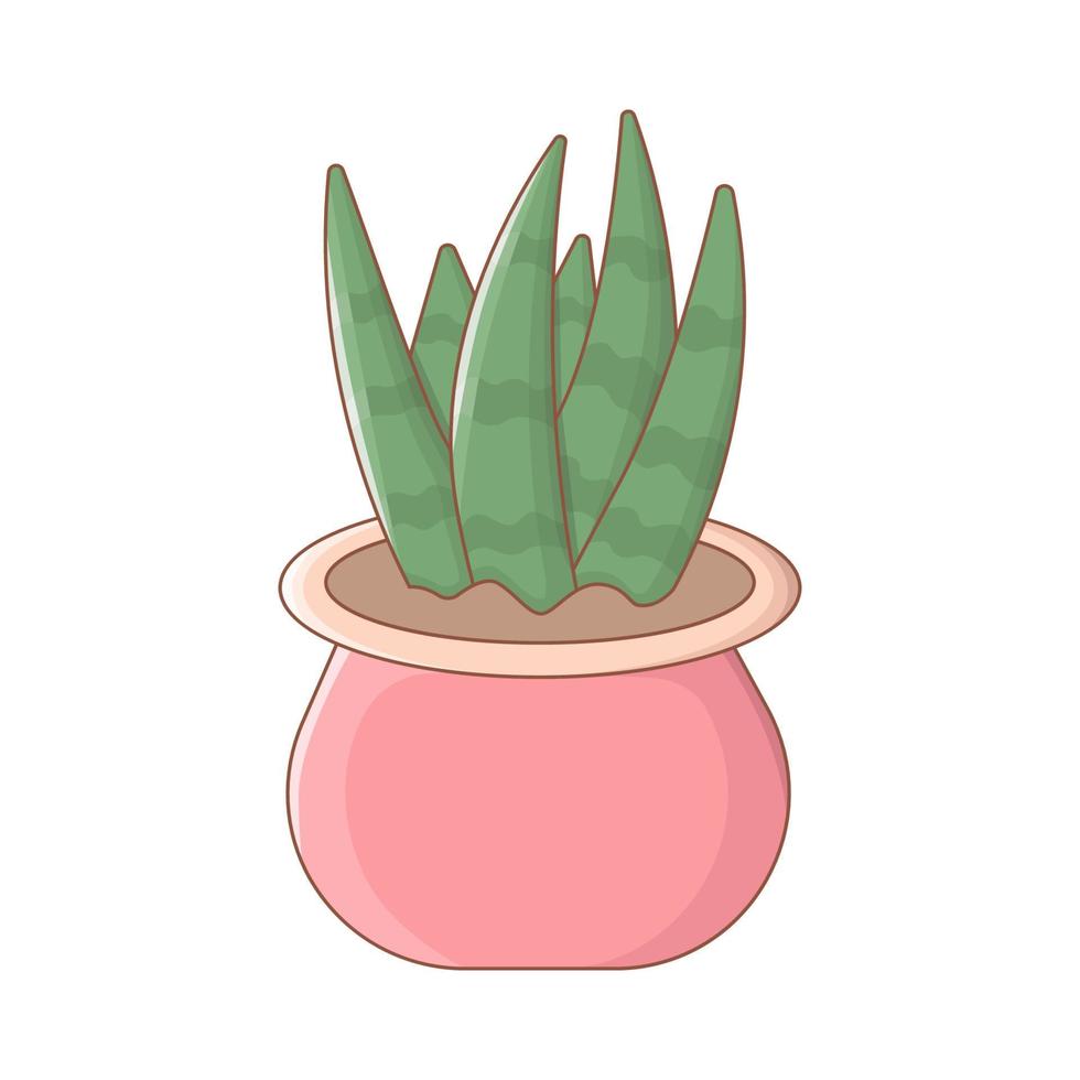 süße bunte Topfpflanze. Cartoon Zimmerpflanze im Blumentopf. Vektor-Illustration isoliert auf weißem Hintergrund vektor