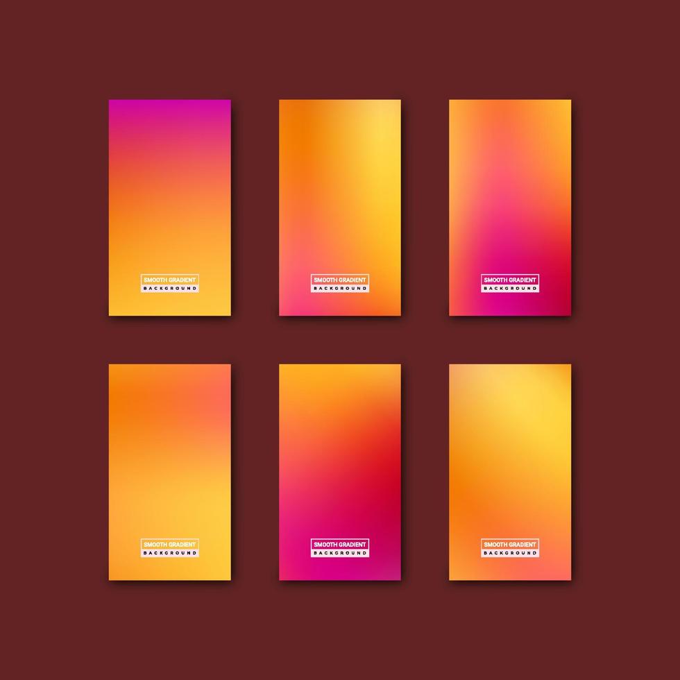 uppsättning suddig solnedgång bakgrund för sociala medier. abstrakta gradientnät med ljusa och mörka färger. modern skärmvektordesign för mobilapp. röd, orange och gul gradientfärg. vektor
