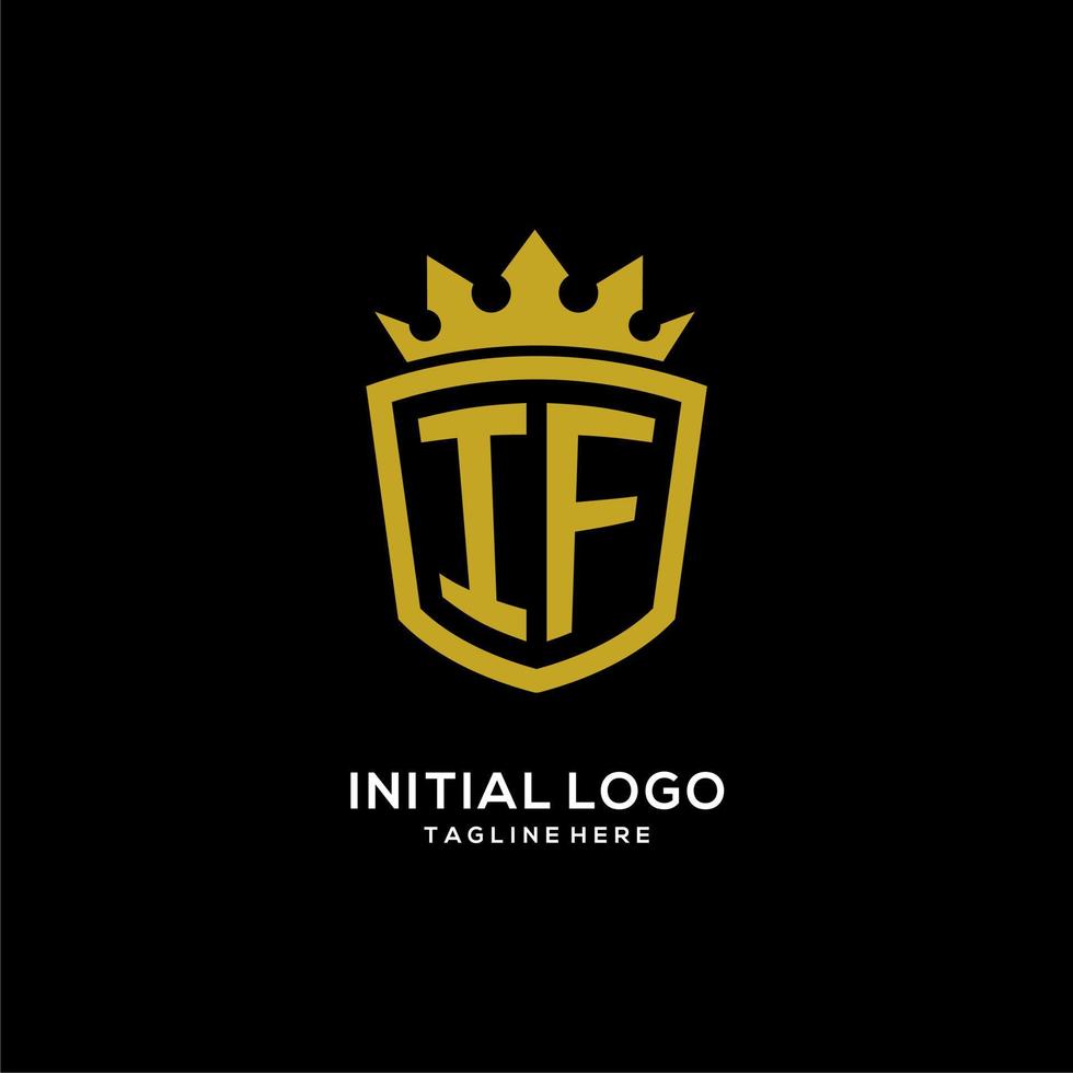 initial om logotyp sköld krona stil, lyxig elegant monogram logotyp design vektor