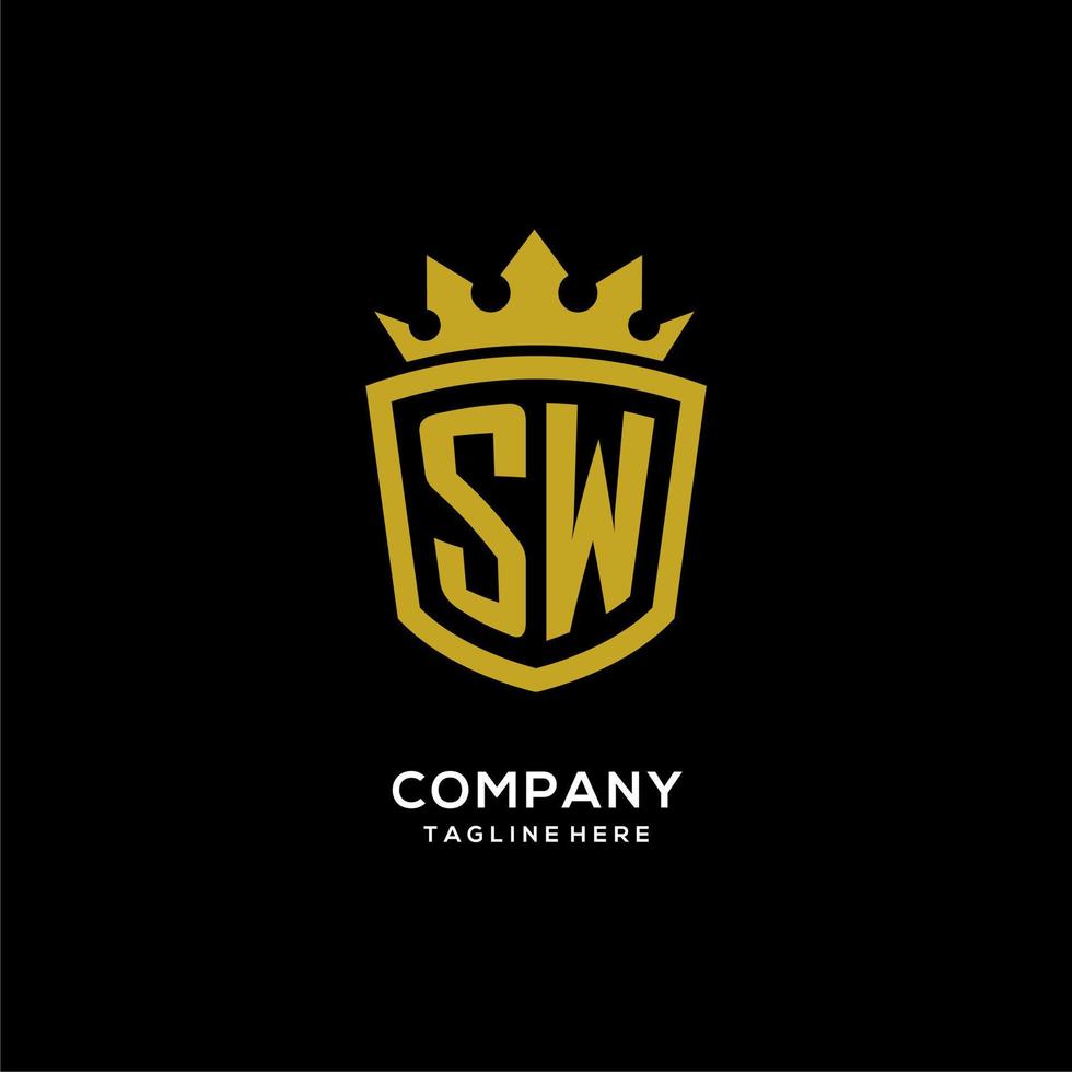 anfänglicher sw-logo-schild-kronenstil, luxuriöses elegantes monogramm-logo-design vektor