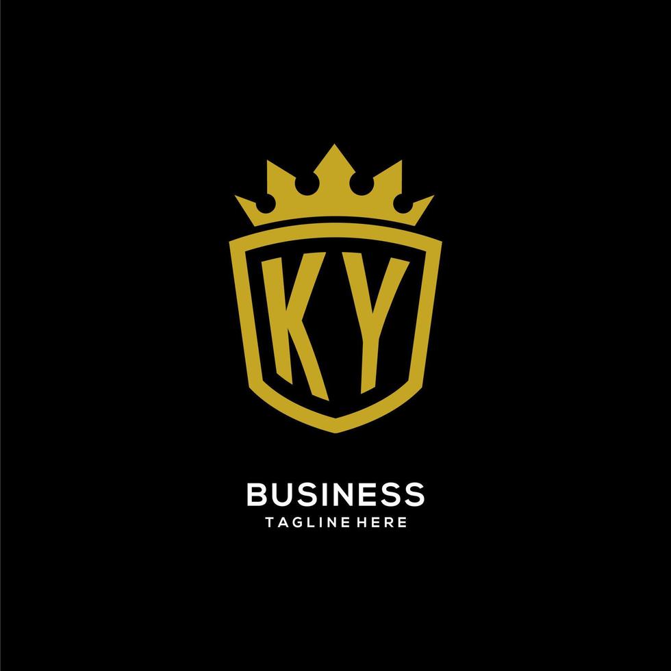 anfänglicher Ky-Logo-Schild-Kronenstil, luxuriöses, elegantes Monogramm-Logo-Design vektor
