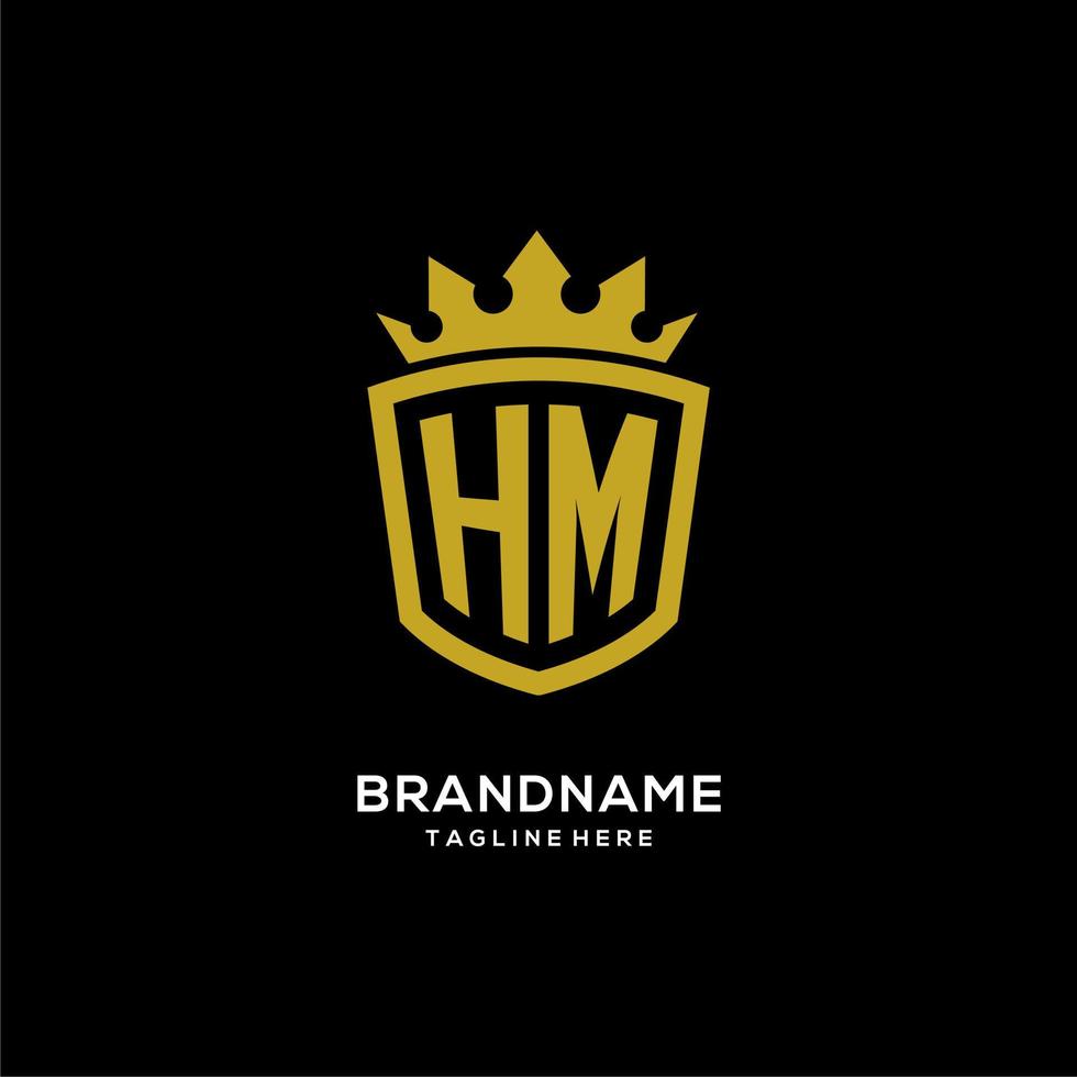 anfänglicher hm-logo-schild-kronenstil, luxuriöses elegantes monogramm-logo-design vektor