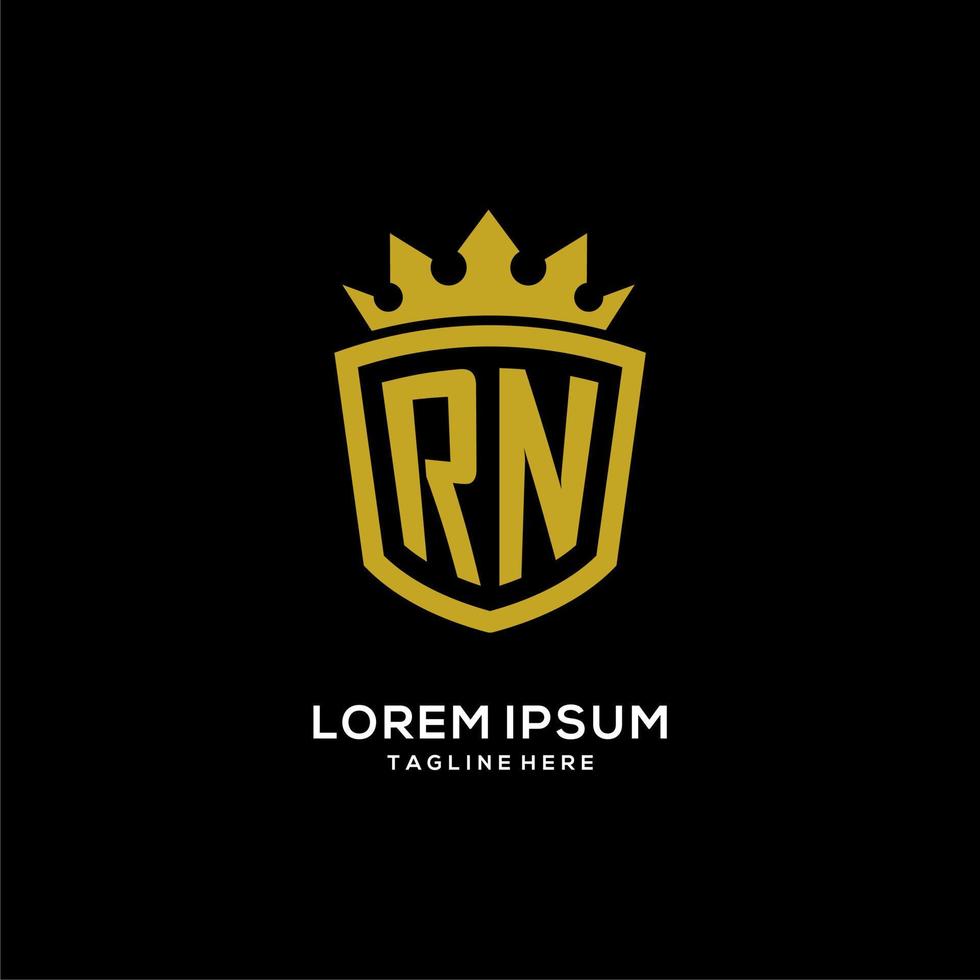 initial rn logotyp sköld krona stil, lyxig elegant monogram logotyp design vektor