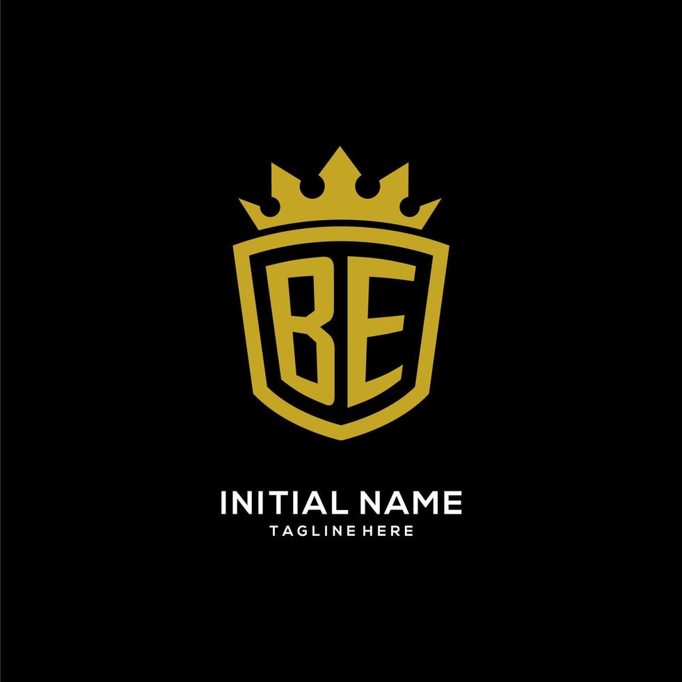 initial be logo schild kronenstil, luxuriöses elegantes monogramm-logo-design vektor