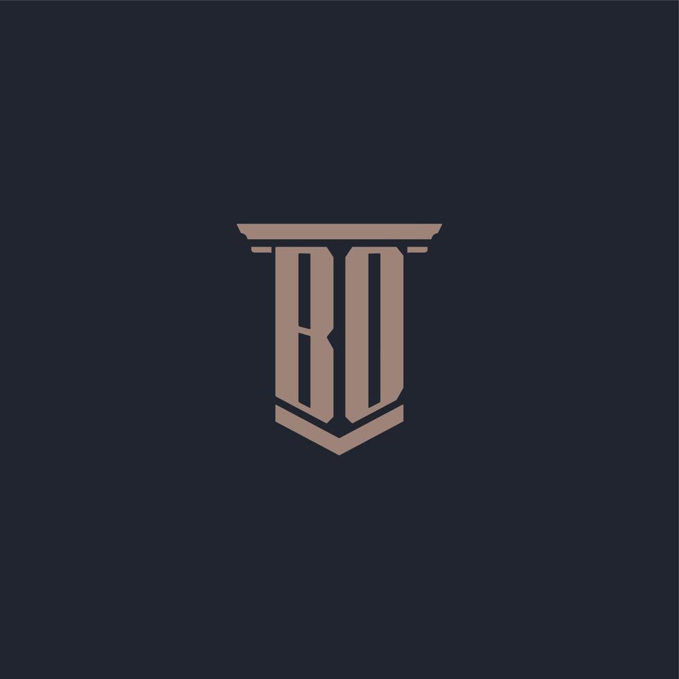 bo-anfangsmonogrammlogo mit säulenstildesign vektor