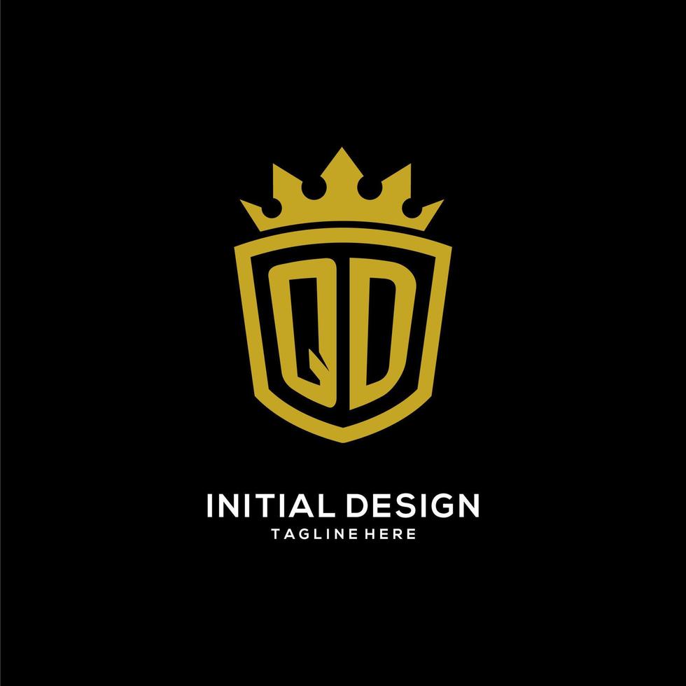 initial qd logotyp sköld krona stil, lyxig elegant monogram logotyp design vektor