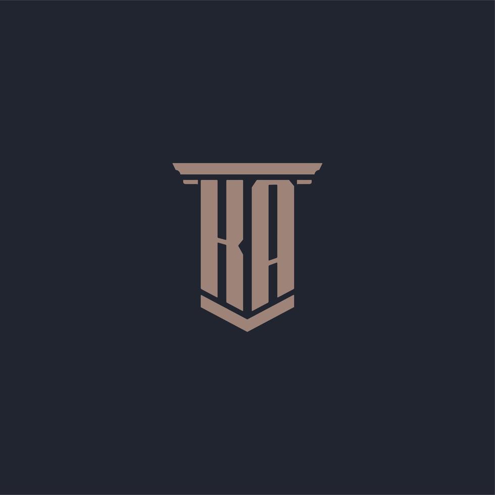 ka Anfangsmonogramm-Logo mit Säulendesign vektor