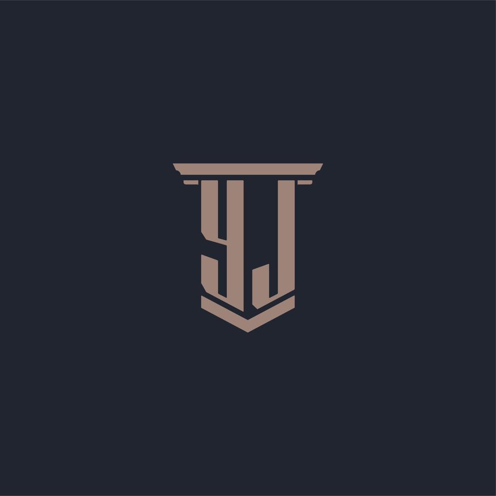 yj initial monogram logotyp med pelare stil design vektor