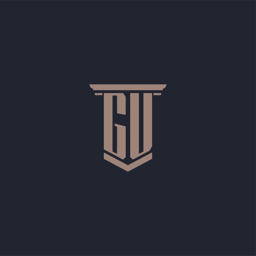 gu initial monogram logotyp med pelare stil design vektor